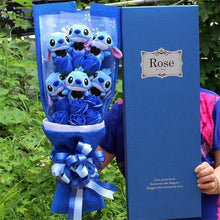 Load image into Gallery viewer, Artificial Lovely Cartoon Plush Toys Stitch Festivals Gift Bouquet with Fake Flowers For Valentine's Day Wedding Party Decora